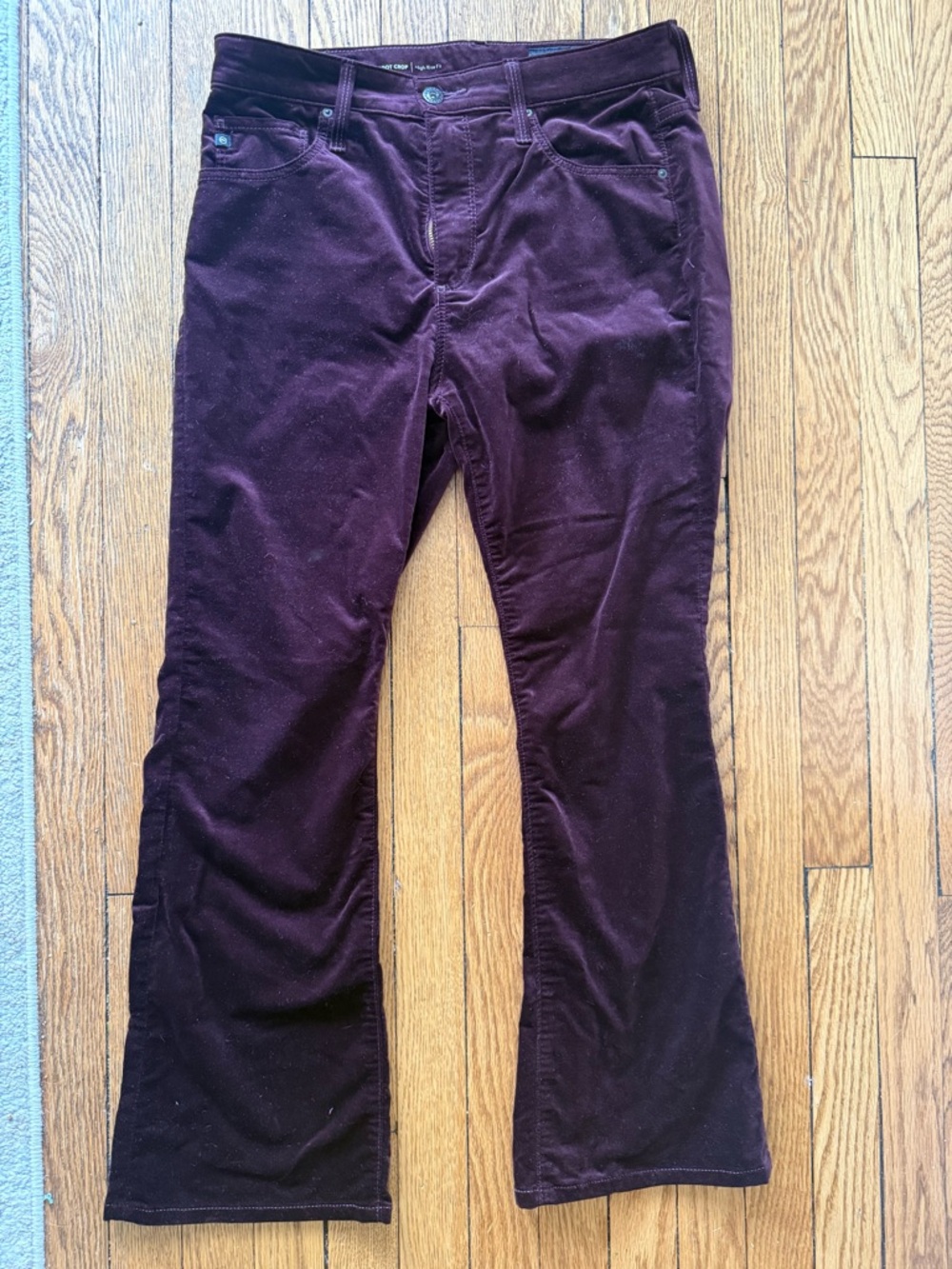 Ag Adriano Goldschmied Farrah Boot Crop Wide-Leg Velvet Pants - Size 29